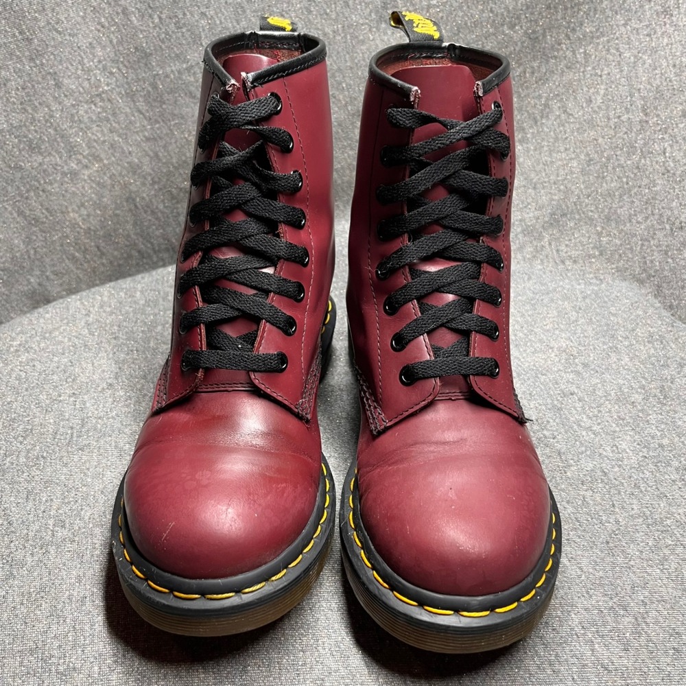 Dr Martens 1460 Cherry Red Oxblood Leather Combat‎ Boots W7 Y2K Grunge Punk Alt - Picture 2 of 9